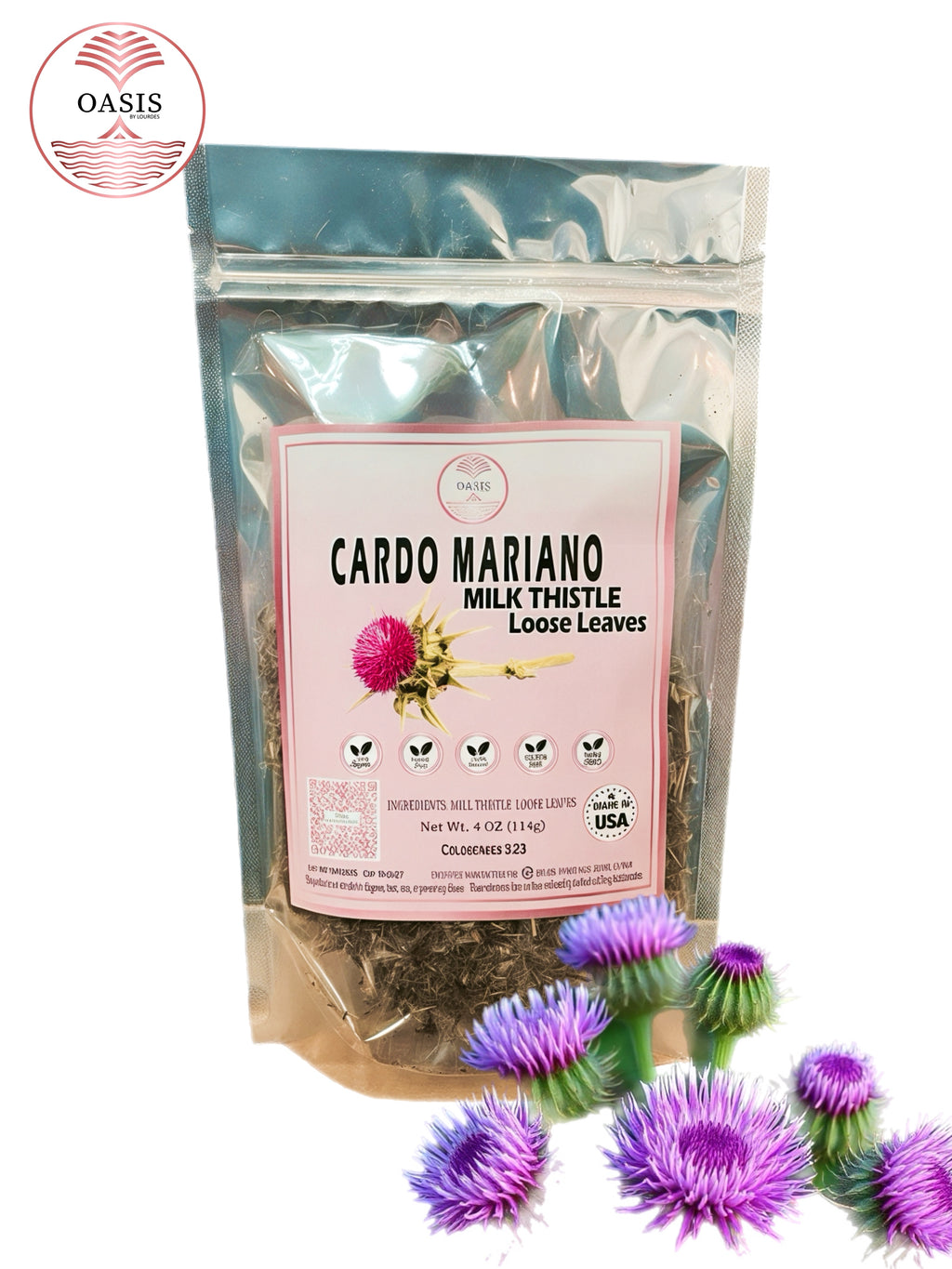 Oasis  Milk Thistle  Dried Leaves Herbal Tea 4pz - Cardo Mariano  Everyday & Special Occasions
