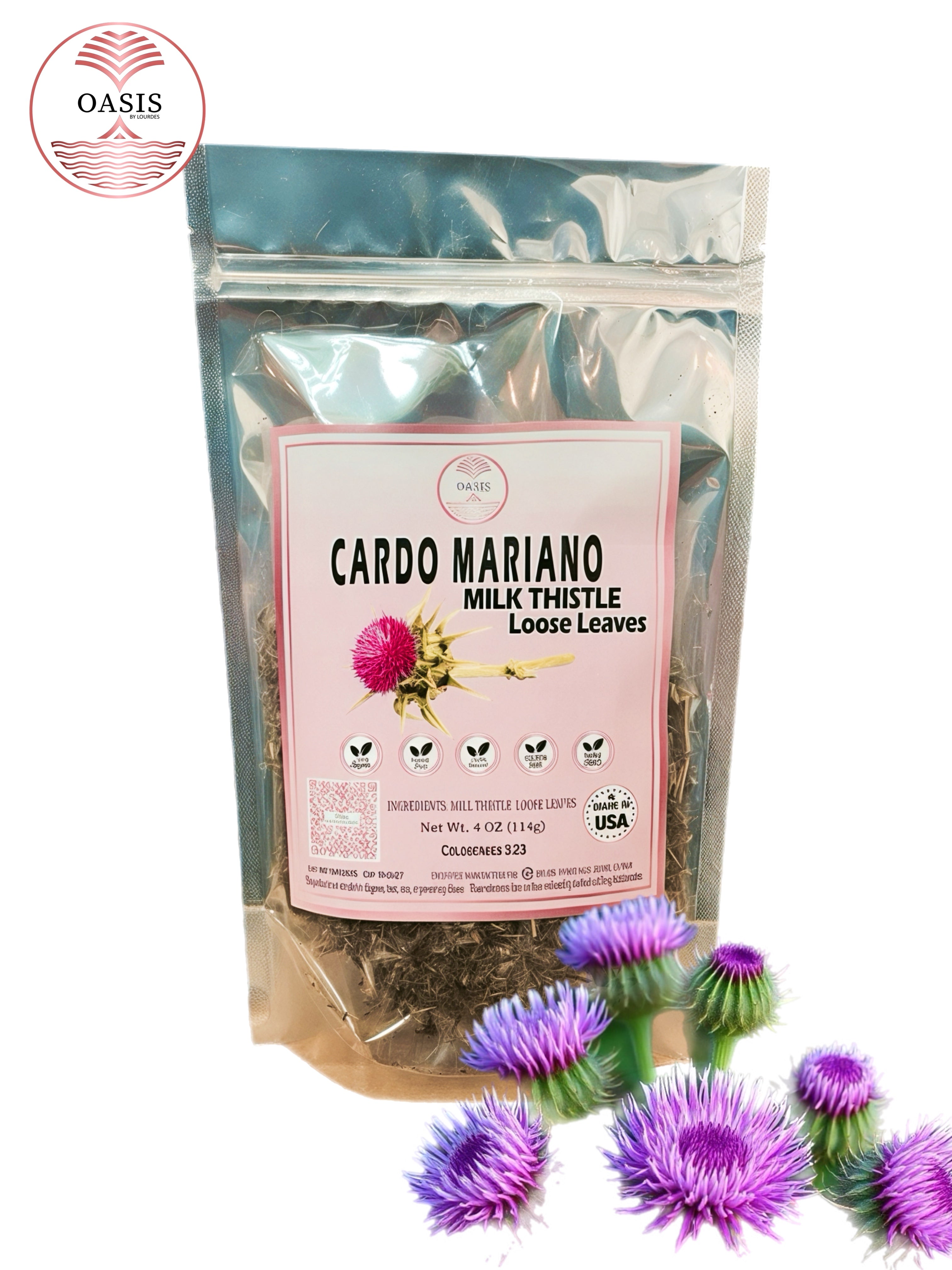 Oasis  Milk Thistle  Dried Leaves Herbal Tea 4pz - Cardo Mariano  Everyday & Special Occasions