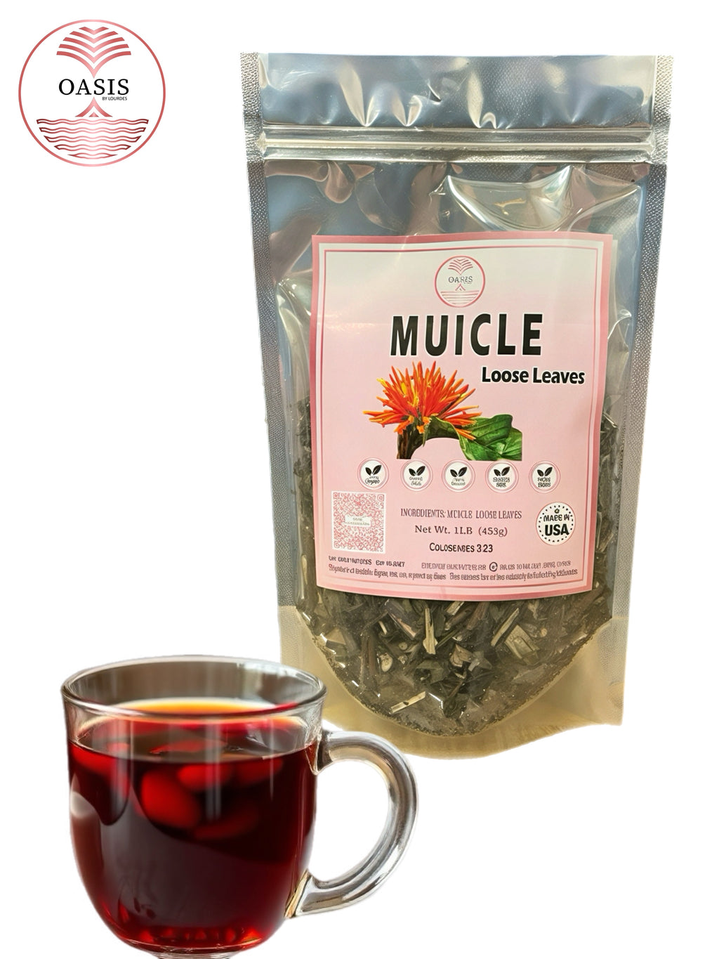Oasis Muicle Dried Leaves Herbal Tea 4oz - Refreshing Natural Tea for Everyday & Special Occasions, Loose Leaves for Easy Brewing Flavor Spice