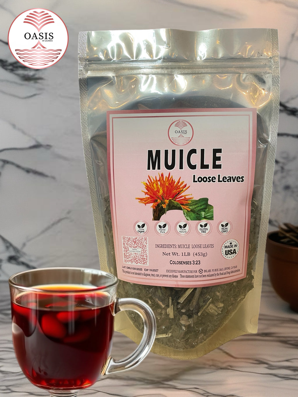 Oasis Muicle Dried Leaves Herbal Tea 4oz - Refreshing Natural Tea for Everyday & Special Occasions, Loose Leaves for Easy Brewing Flavor Spice