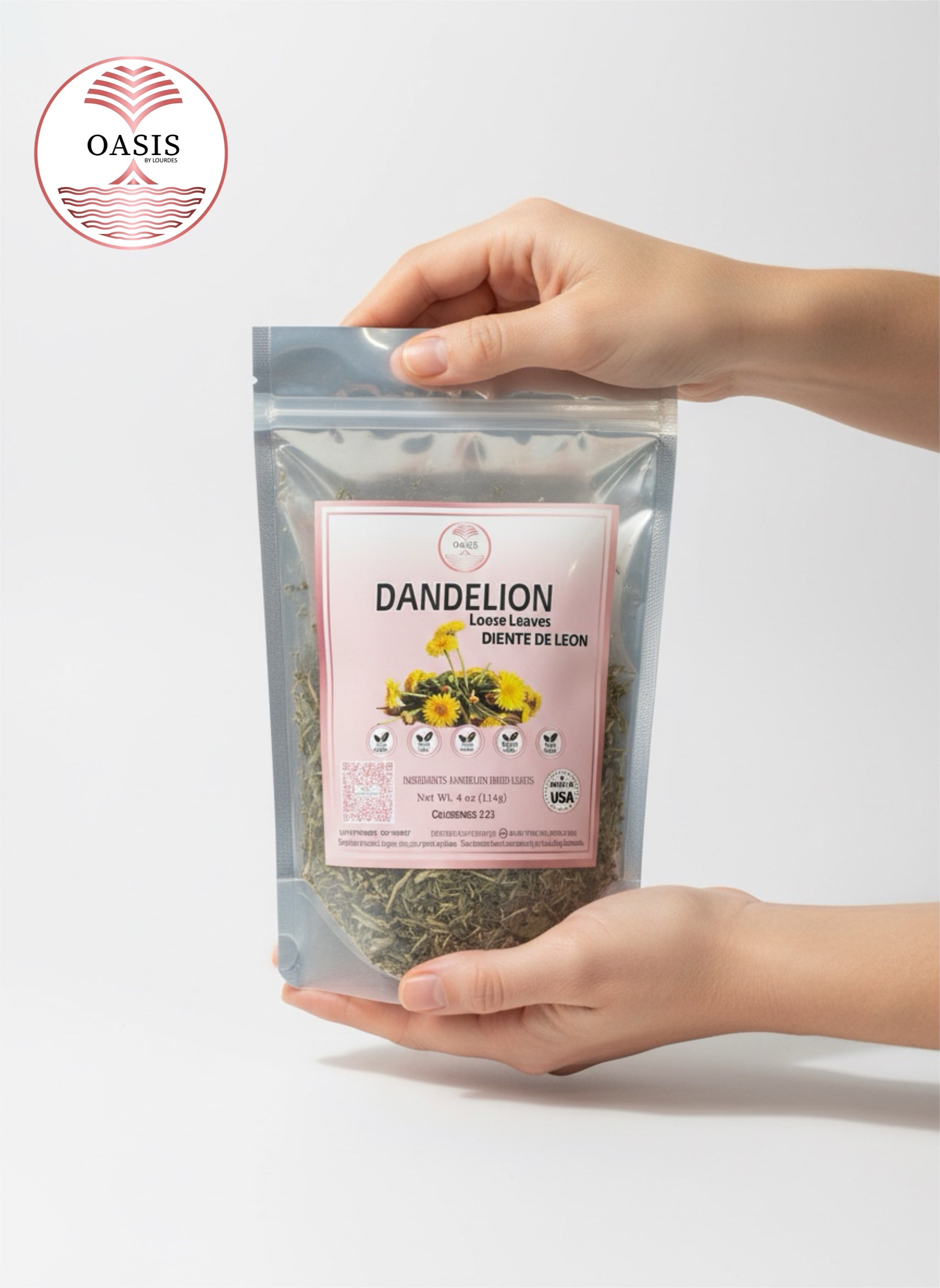 Oasis Dandelion Loose Leaves Herbal Tea 4oz - Refreshing Natural Tea for Everyday & Special Occasions, Loose Leaves for Easy Brewing Flavor Spice