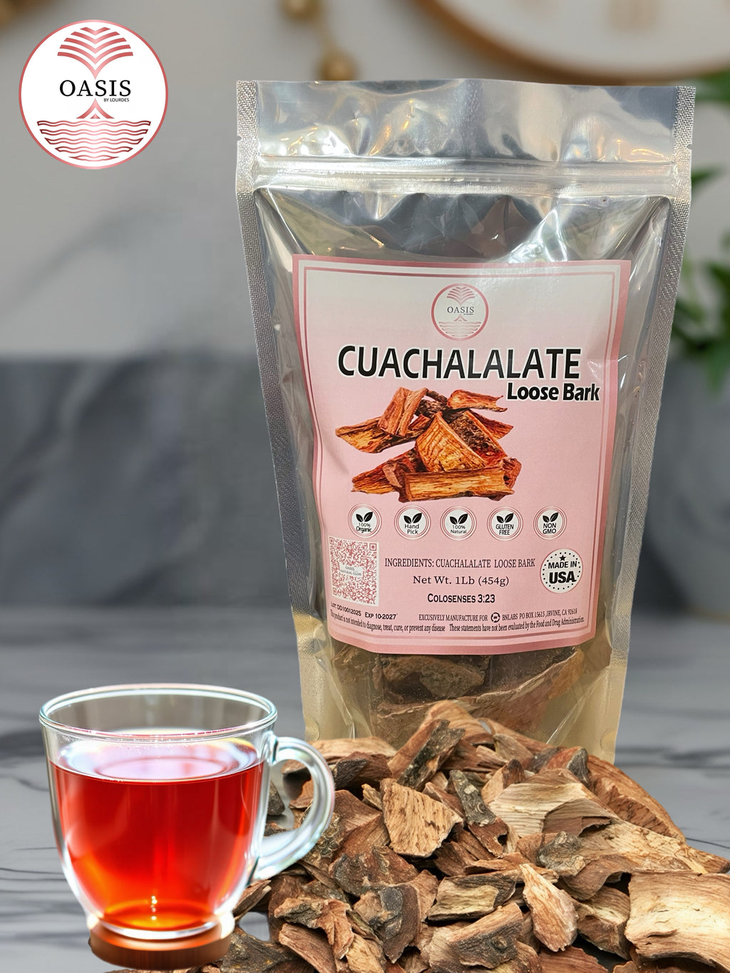 Oasis Cuachalalate Loose Bark Herbal Tea 4oz - Refreshing Natural Tea for Everyday & Special Occasions, Loose Leaves for Easy Brewing Flavor Spice