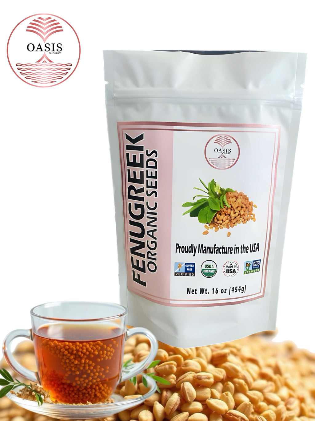Oasis Fenugreek Organic Seeds  Pure, natural, and high quality. Supports , energy, and wellness from within.  Dietary Supplement Fitness Healthcare