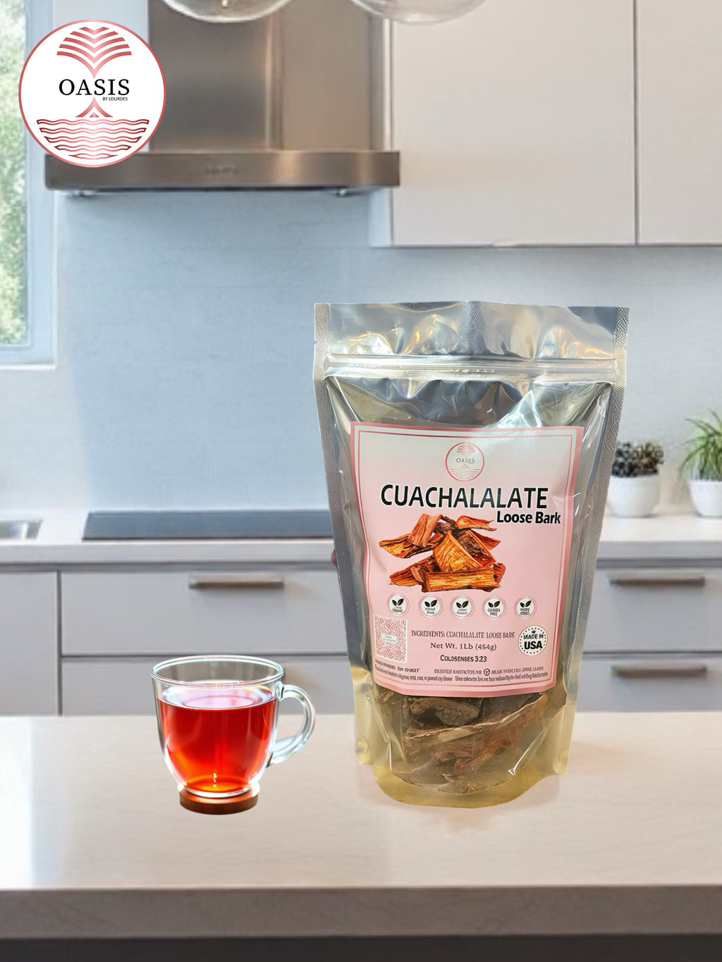 Oasis Cuachalalate Loose Bark Herbal Tea 4oz - Refreshing Natural Tea for Everyday & Special Occasions, Loose Leaves for Easy Brewing Flavor Spice