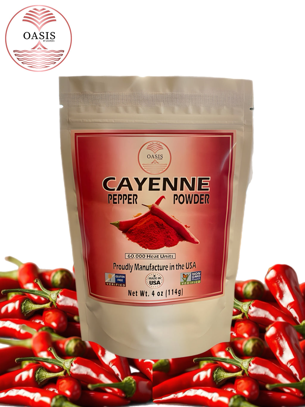 Oasis Cayenne Pepper Powder 4 oz USA Made Hot Spice Blend for Cooking and Seasoning Excellent Flavor for Dips and More