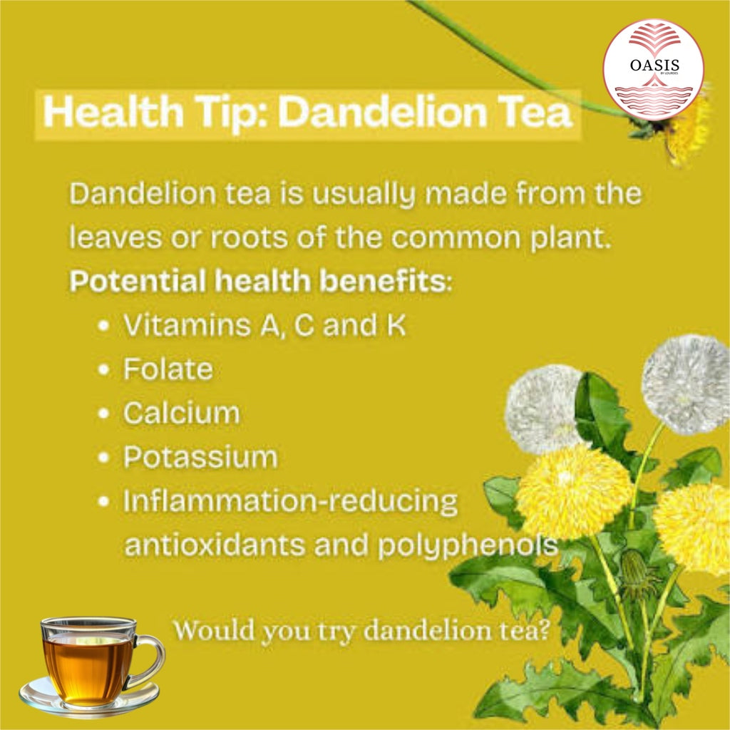 Oasis Dandelion Loose Leaves Herbal Tea 4oz - Refreshing Natural Tea for Everyday & Special Occasions, Loose Leaves for Easy Brewing Flavor Spice