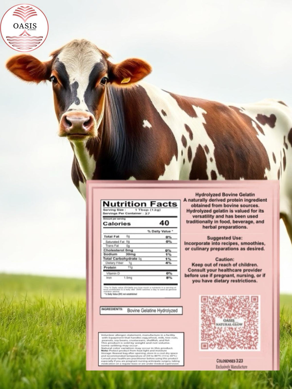 Oasis Gelatin Grass Fed Bovine Hydrolyzed Unflavored